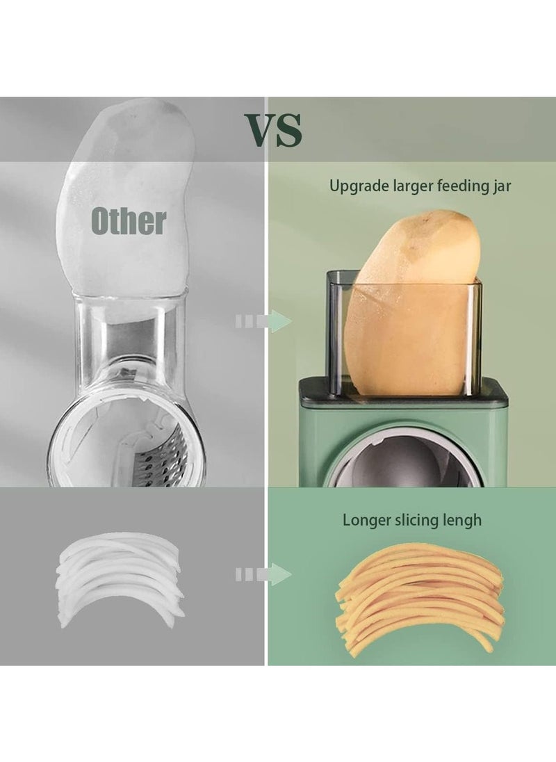 Generic - Manual Rotary Cheese Grater Shredder with Wider Hopper 3 Interchangeable Blades Round Mandolin Drum Slicer Julienne Grinder for Cheese, Vegetables, Potatoes and Nuts - Image 1