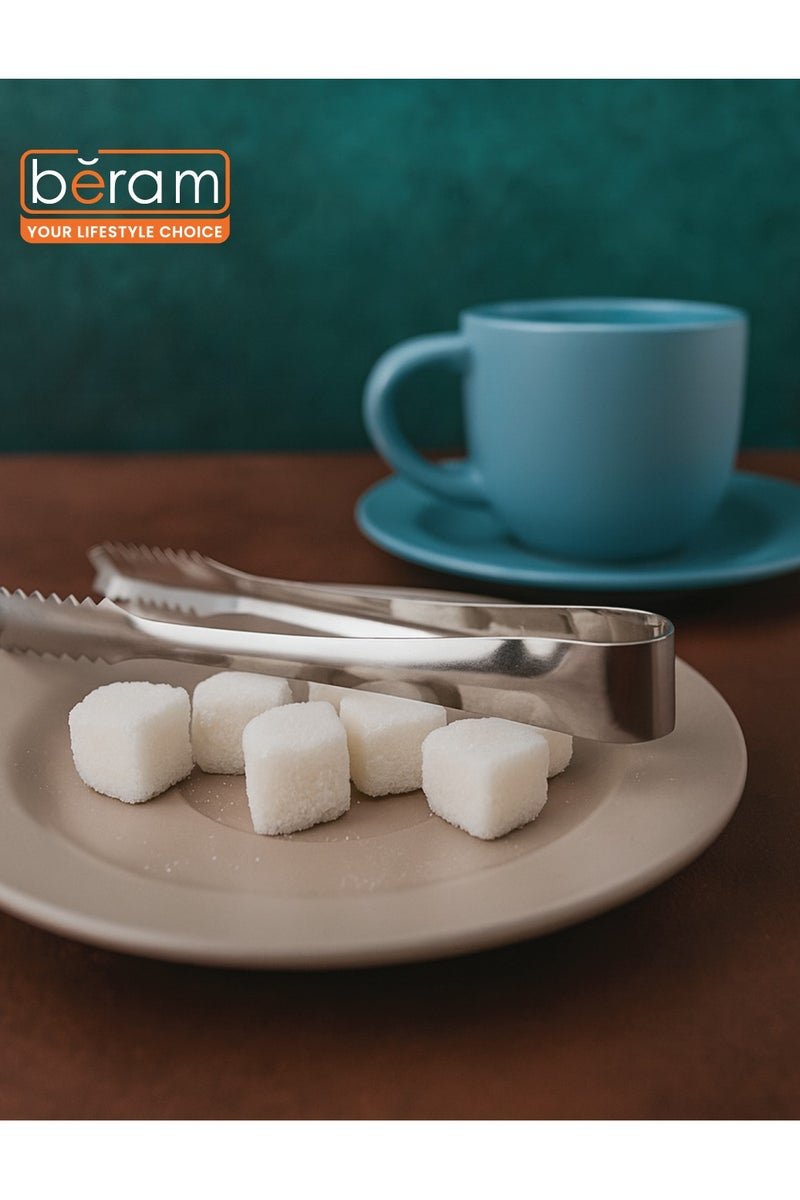 Beram Sugar Tong – Stainless Steel Mini Tongs for Sugar Cubes, Ice, Snacks & Tea Parties – Durable, Rust-Resistant (6, Silver, Zig Zag 12.5) - Image 2