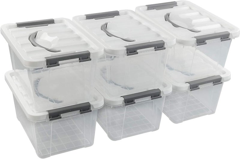 جلورين صناديق تخزين جلورين 5 لتر شفافة بمزلاج، صندوق بلاستيكي بغطاء، 6 عبوات - Image 1