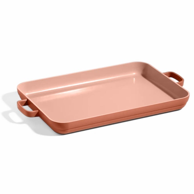 GRIDDLE PAN VERSATILE NONSTICK CERAMIC SHEET PAN STOVETOP GRIDDLE TOXINFREE DUALUSE WITH ERGONOMIC HANDLES 47L CAPACITY OVEN SAFE UP TO 230C SPICE