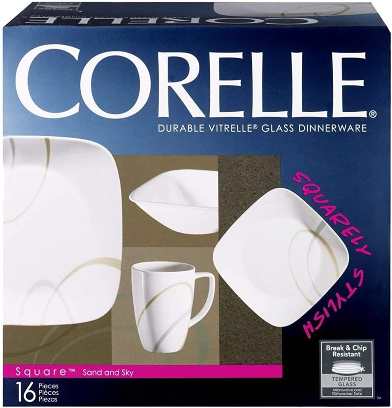 Corelle طقم أدوات المائدة من كوريل فيتريل زجاج الرمل والسماء - 16 قطعة - Image 2