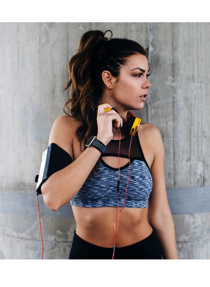 Compatible for Apple Watch Band 38mm 40mm 41mm 42mm for Women Men, Air Holes Design Soft Silicone Sport Strap Compatible witha iWatch Series 11/10/9/8/7/6/5/4/3/2/1 SE 3/2/1 Black/Blue - Image 5