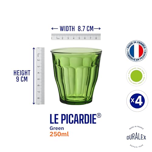 Duralex® Picardie Green Glass Tumbler 250ml Set of 4 Glasses - Image 5