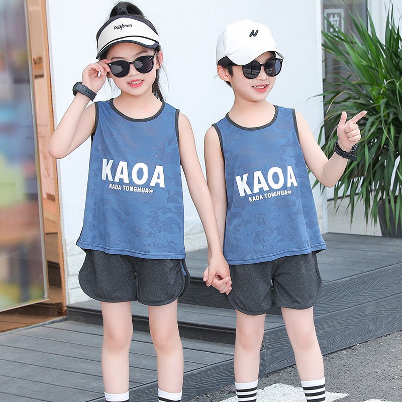 Children'S Sports Vest Suit Children'S Clothing Summer Summer Thin Mesh Basketball Clothes Training Clothes Girls Boys New - Image 2