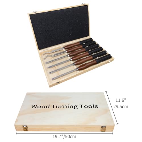 SIIIXS Full Size Carbide Wood Lathe Turning Tool Kit with Wooden Box, 6pcs 18" Professional Carbide Lathe Tools including Swan Neck Hollower, Rougher, Finisher, Beech Handle with Rubber - Image 5