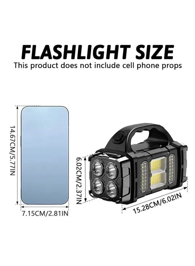 Solar Rechargeable Handheld Lamp 4 Modes LED COB Dual Head Flashlight For Camping - Image 4