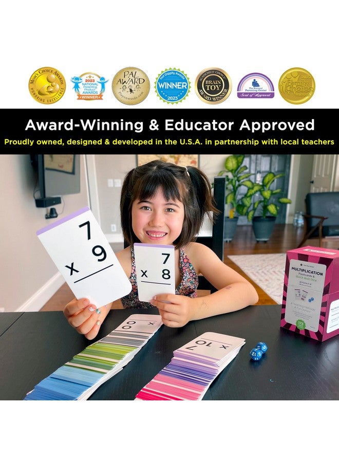 Think Tank Scholar Think Tank Scholar 173 Multiplication Flash Cards + 2 Math Dice (Award Winning) All Facts 0-12 Answer on Back, for Kids in 2ND, 3RD, 4TH, 5TH, 6TH Grade Class or Homeschool - Games & Chart  - Image 2