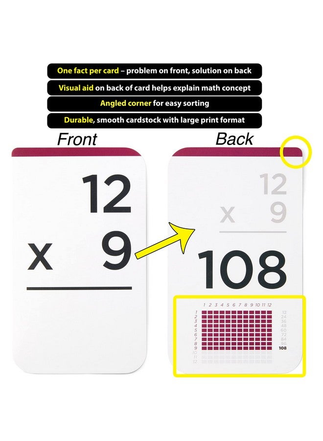 Think Tank Scholar Think Tank Scholar 173 Multiplication Flash Cards + 2 Math Dice (Award Winning) All Facts 0-12 Answer on Back, for Kids in 2ND, 3RD, 4TH, 5TH, 6TH Grade Class or Homeschool - Games & Chart  - Image 5