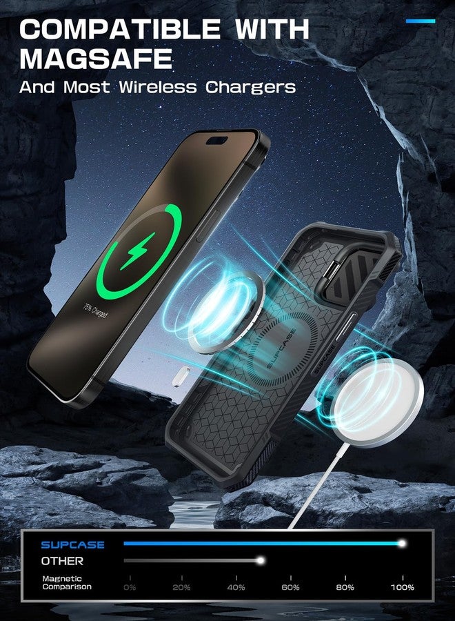 SUPCASE for iPhone 15 Pro Max Case with Camera Cover & Stand (UBMag XT) [Compatible with MagSafe] [Built-in Kickstand] [Military-Grade Protection] Heavy Duty Rugged Magnetic Phone Case, BlackCamo - Image 5