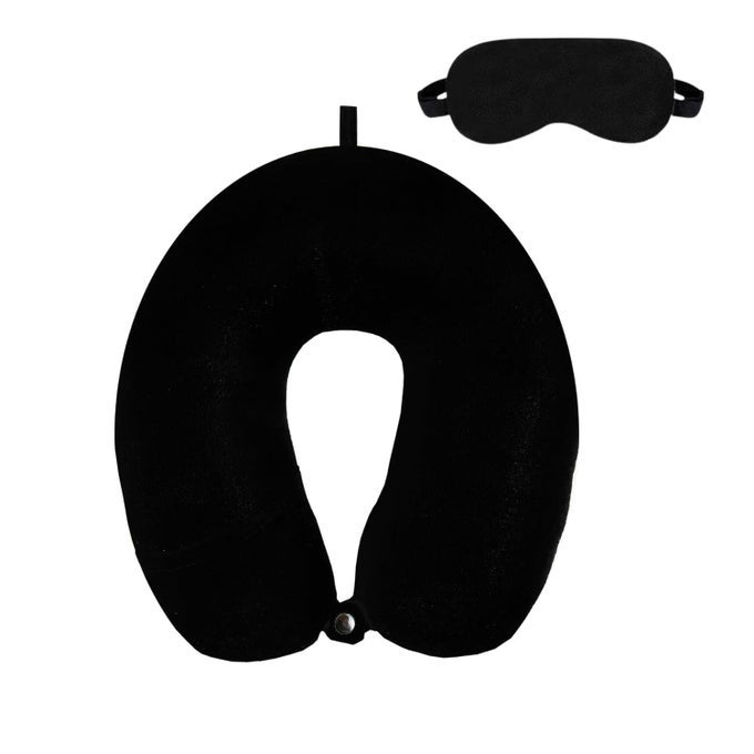 TRAVEL NECK PILLOW WITH EYE MASK MEMORY FOAM SUPPORT FOR FLIGHTS CAR TRAIN OFFICE NAP ERGONOMIC USHAPED PILLOW FOR NECK PAIN RELIEF