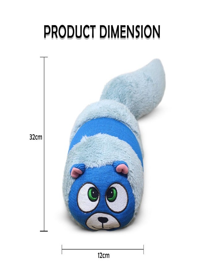 Plushmate x Petaholic Interactive Squeaky Squirrel Dog Toy | Plush with Crinkle Paper & Soft Cotton Stuffing | Chew Toy for Teething, Cuddling, Playing & Training | For Puppies & Small Dogs - Fox Blue - Image 2