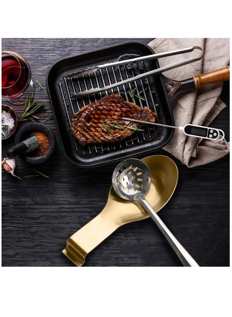 SYOSI Gold Spoon Rest for Kitchen Counter, Stainless Steel Spoon Holder for Stove Top, Spatula Ladle Spoon Utensils Holder, Gold Kitchen Accessories - Image 3