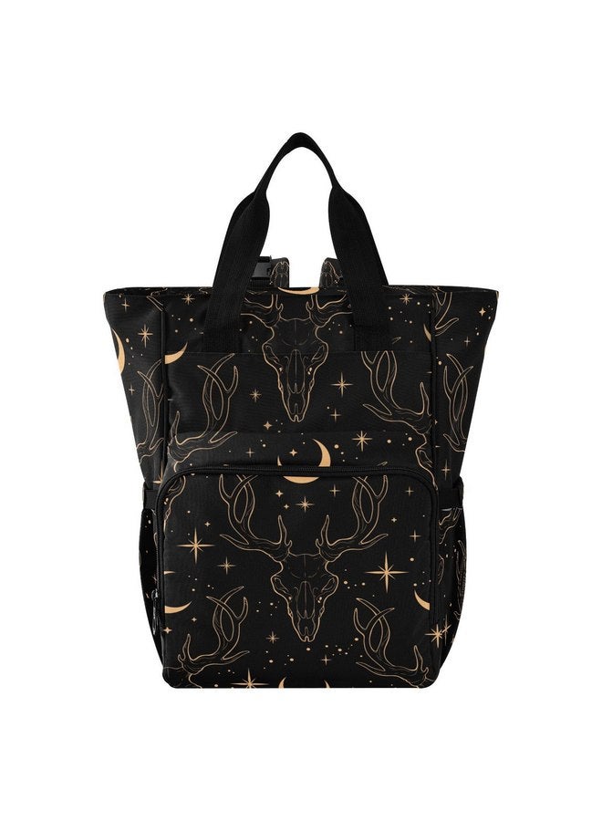 senya senya Diaper Bag Backpack, Golden Deer Skull Multifunction Travel Bag for Moms Dads - Image 1