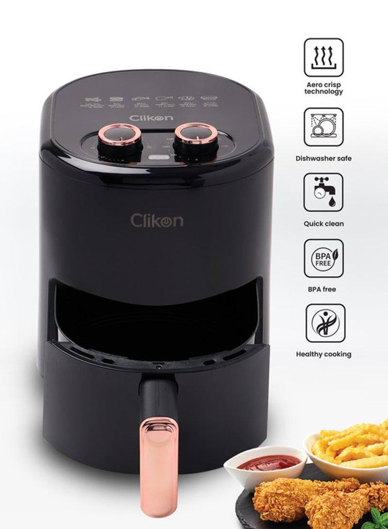 Clikon Non-Stick Air Fryer - With Aero Crisp Technology & Overheat Protection 4 L 1200 W CK353 Black/Brown - Image 5