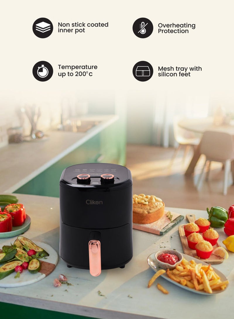 Clikon Non-Stick Air Fryer - With Aero Crisp Technology & Overheat Protection 4 L 1200 W CK353 Black/Brown - Image 3