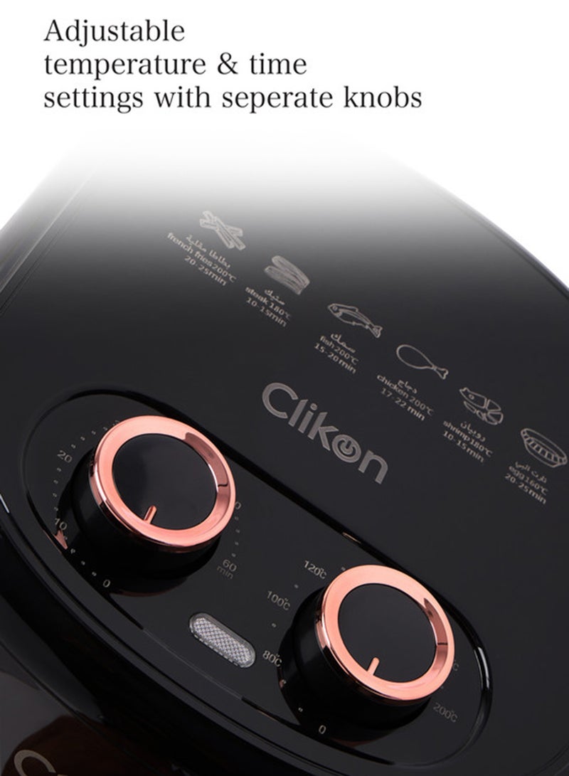 Clikon Non-Stick Air Fryer - With Aero Crisp Technology & Overheat Protection 4 L 1200 W CK353 Black/Brown - Image 4