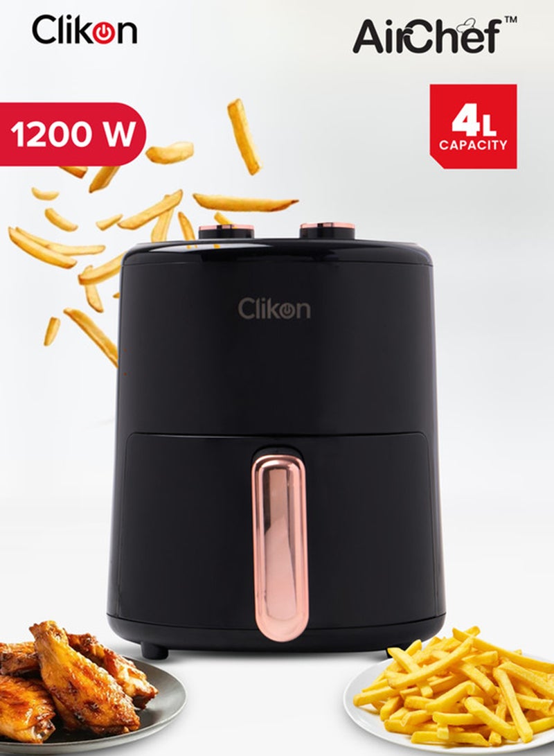 Clikon Non-Stick Air Fryer - With Aero Crisp Technology & Overheat Protection 4 L 1200 W CK353 Black/Brown - Image 1