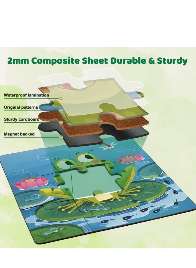 Magnetic Puzzles for Kids Ages 4 5 6 7 8 Three Wooden Jigsaw 37 Piece Animal Book Party Favors  Girls and Boys Travel Activities Toys - Image 2