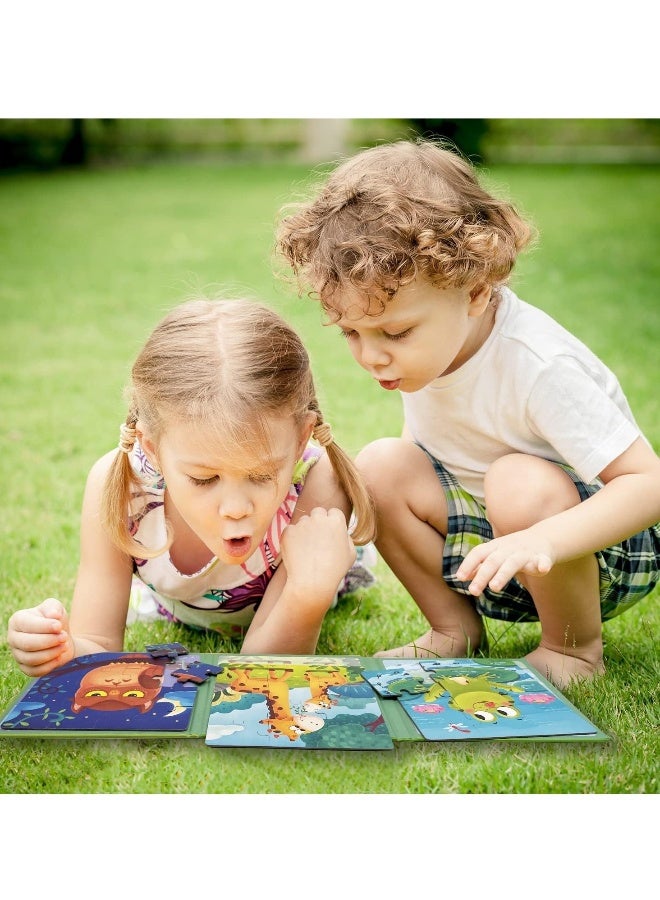 Magnetic Puzzles for Kids Ages 4 5 6 7 8 Three Wooden Jigsaw 37 Piece Animal Book Party Favors  Girls and Boys Travel Activities Toys - Image 4