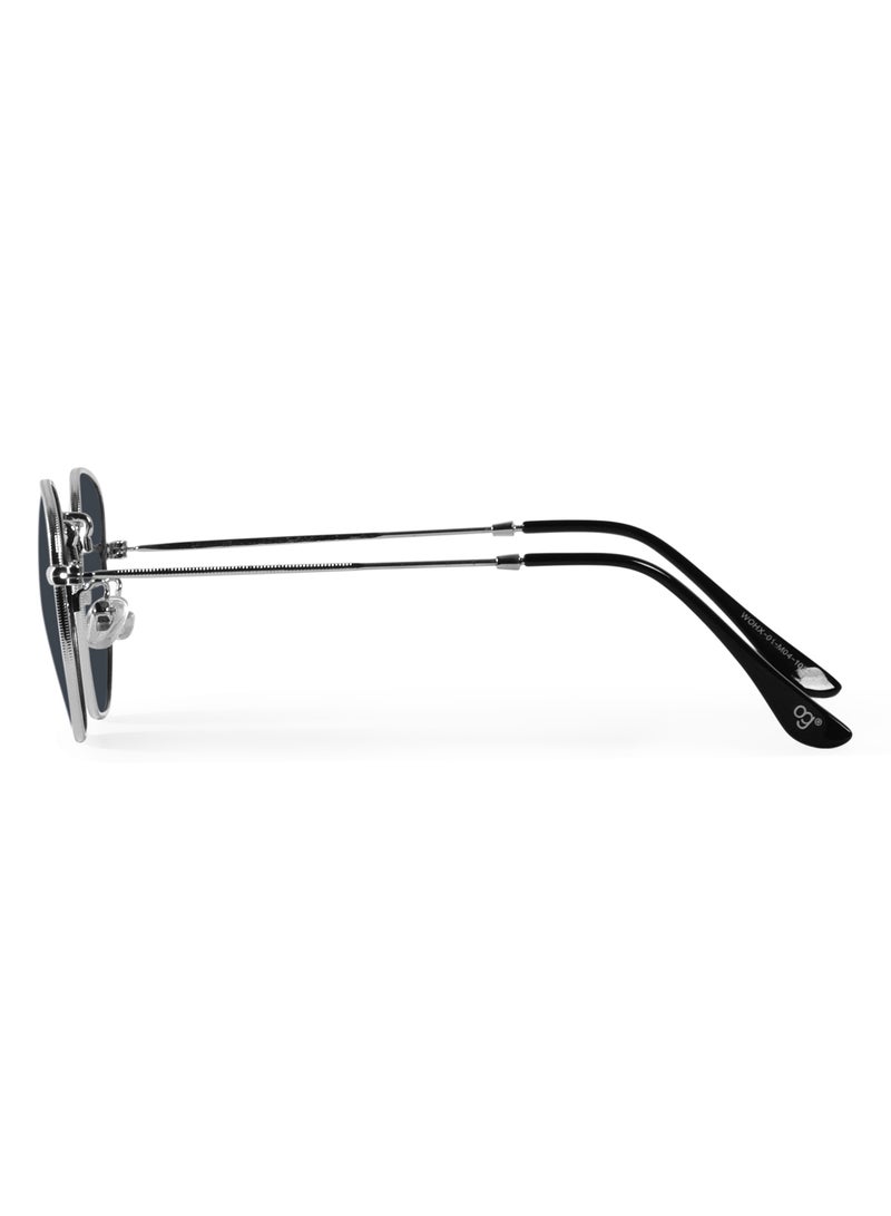 Woggles Silver Polarized Hexagonal Sunglasses  - Image 5