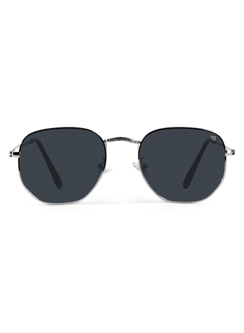Woggles Silver Polarized Hexagonal Sunglasses  - Image 3