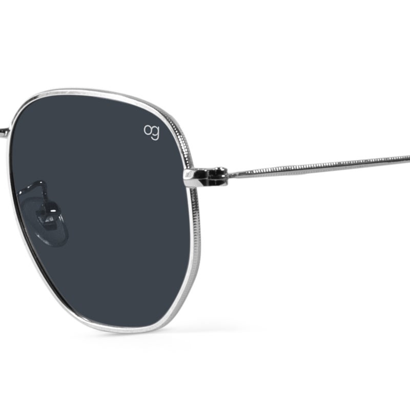 Woggles Silver Polarized Hexagonal Sunglasses - Image 2