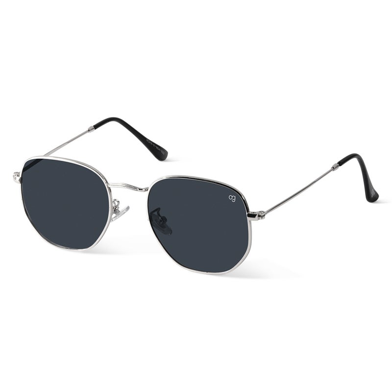 Woggles Silver Polarized Hexagonal Sunglasses - Image 1