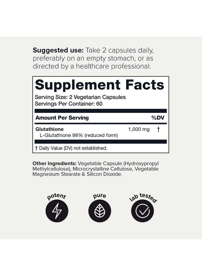 Toniiq كبسولات الجلوتاثيون عالية القوة 1000 مجم، تركيبة مركزة بنسبة 98%+ نقية للغاية ومتوفرة بيولوجيًا، تخمير غير معدّل وراثيًا، 120 كبسولة، مكمل الجلوتاثيون المخفض، تم اختباره من قبل جهة خارجية - Image 3