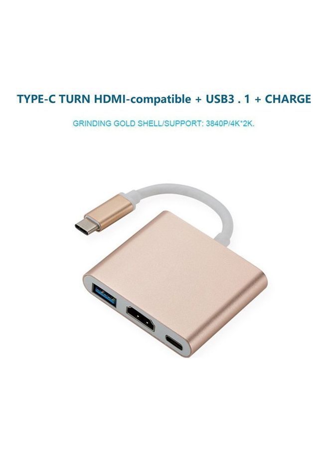 نيبمينينت محول 3 في 1 من USB Type-C إلى HDMI ذهبي/ أبيض - Image 3