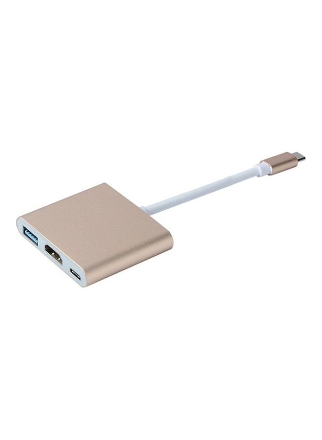نيبمينينت محول 3 في 1 من USB Type-C إلى HDMI ذهبي/ أبيض - Image 1
