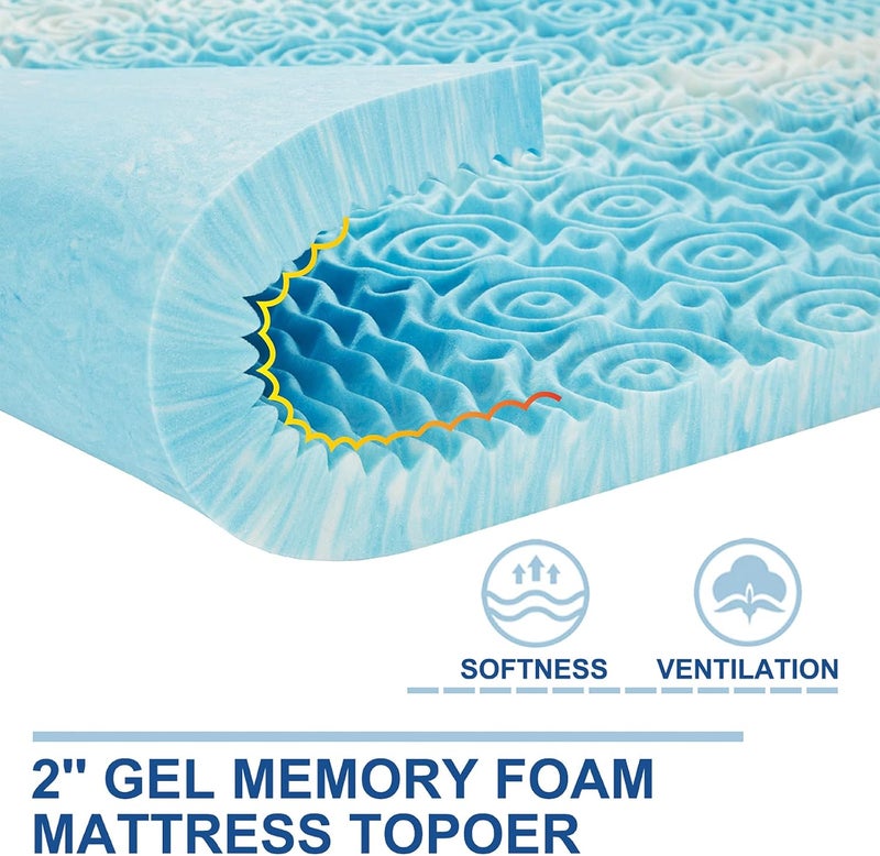 SINWEEK 2 Inch Mattress Topper 5-Zone Memory Foam Mattress Topper Pressure Relieve Soft Mattress Pad, CertiPUR-US Certified, Twin Size - Image 2