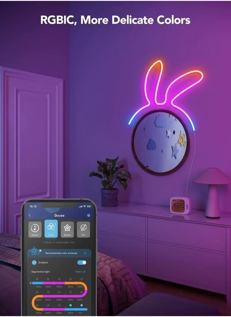 شو وو - أضواء حبل نيون RGBIC مع تصميم مزامنة الموسيقى DIY يعمل مع مساعد Alexa Google، أضواء شريط LED بطول 10 أقدام لديكور غرفة نوم الألعاب وغرفة المعيشة (لا تدعم 5G WiFi) - Image 1