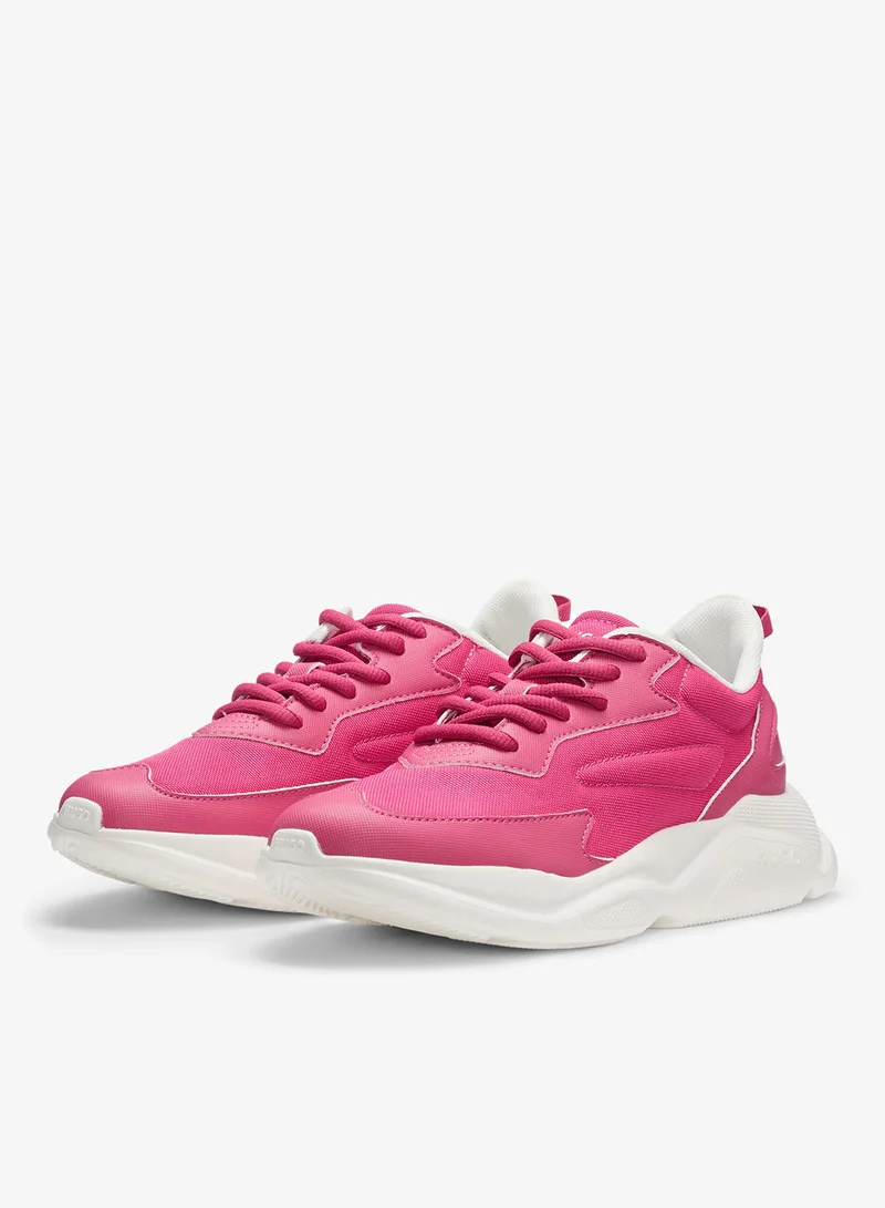 HUGO Mixed-material lace-up trainers with counter logo