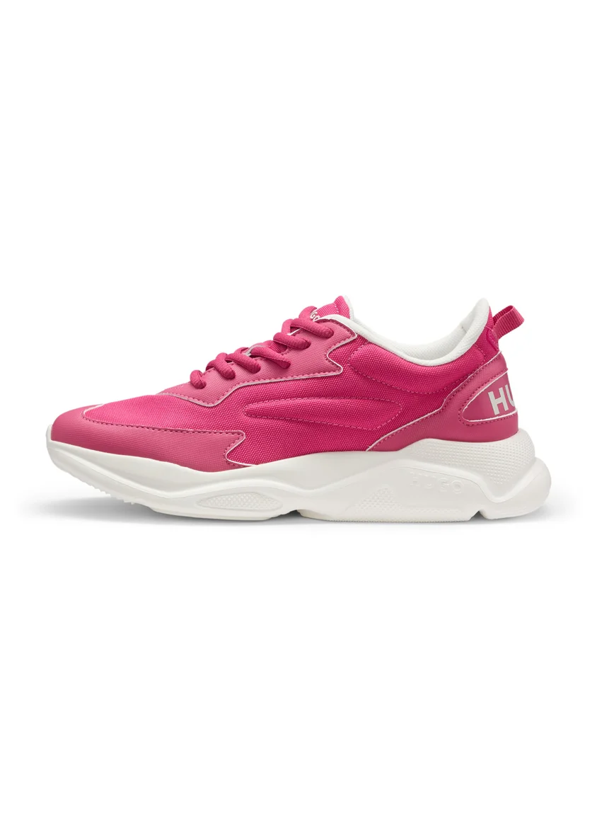 HUGO Mixed-material lace-up trainers with counter logo