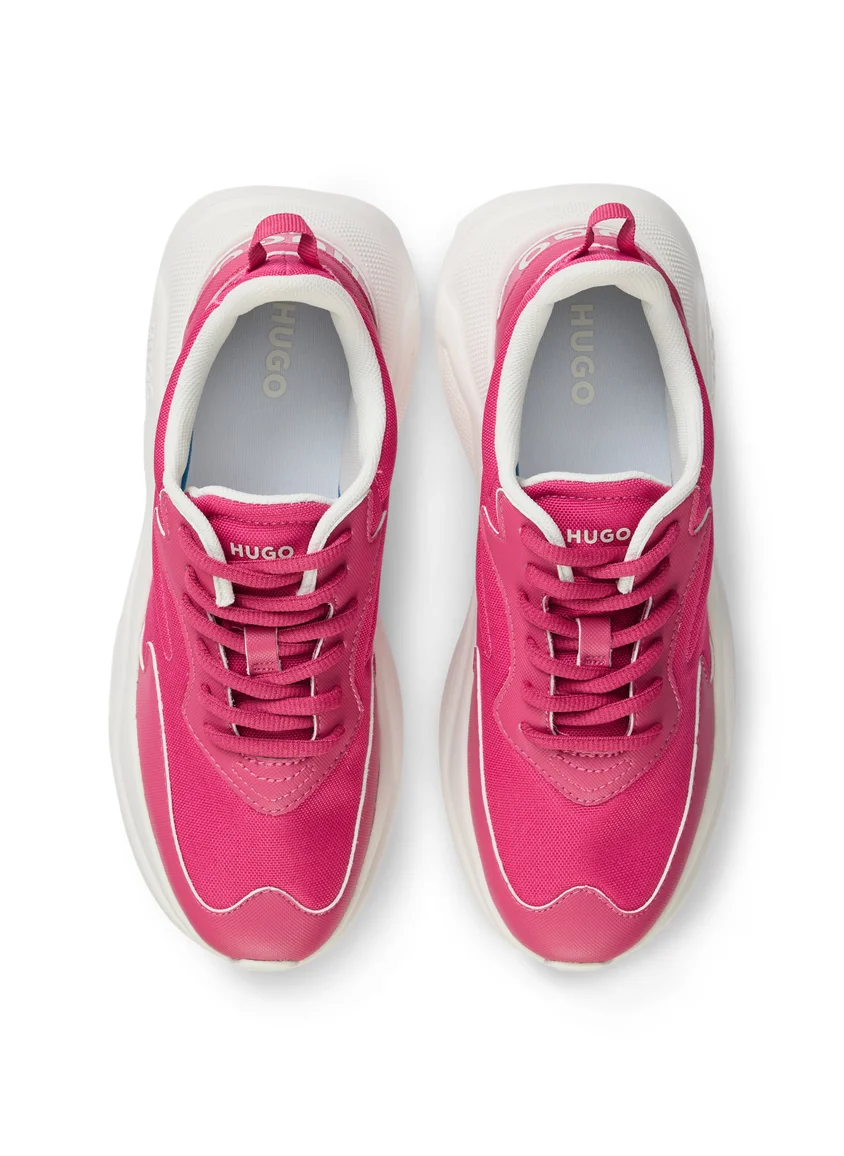 HUGO Mixed-material lace-up trainers with counter logo