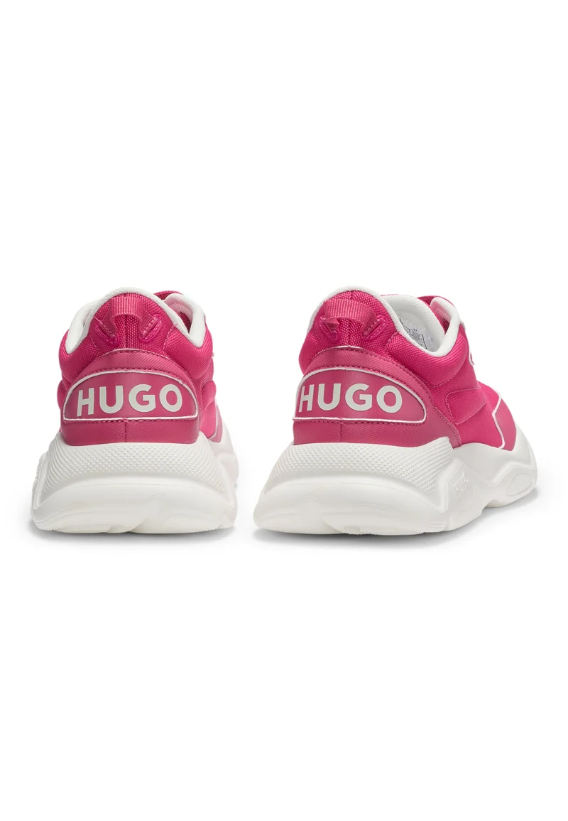HUGO Mixed-material lace-up trainers with counter logo