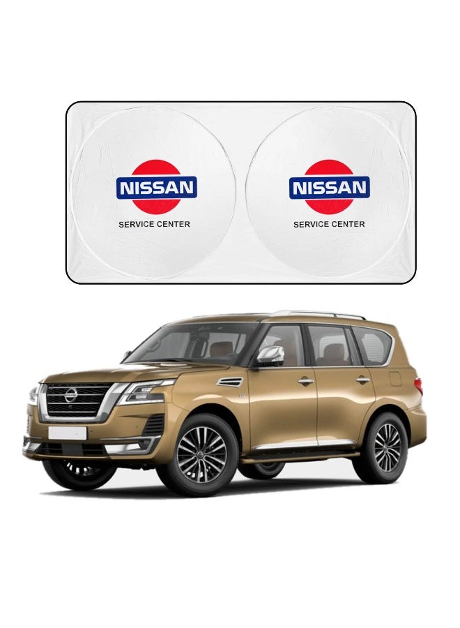 Nissan Car Interior Protection Combo with Windshield Sunshade Heat UV Blocker Foldable Front Glass Shade, Fabric Keychain with Metal Hook, 2 Pcs Universal Front Seat Dust Dirt Cover for Car SUV Sedan Service Use, Easy Install, Reusable, Interior Care Set - Image 2