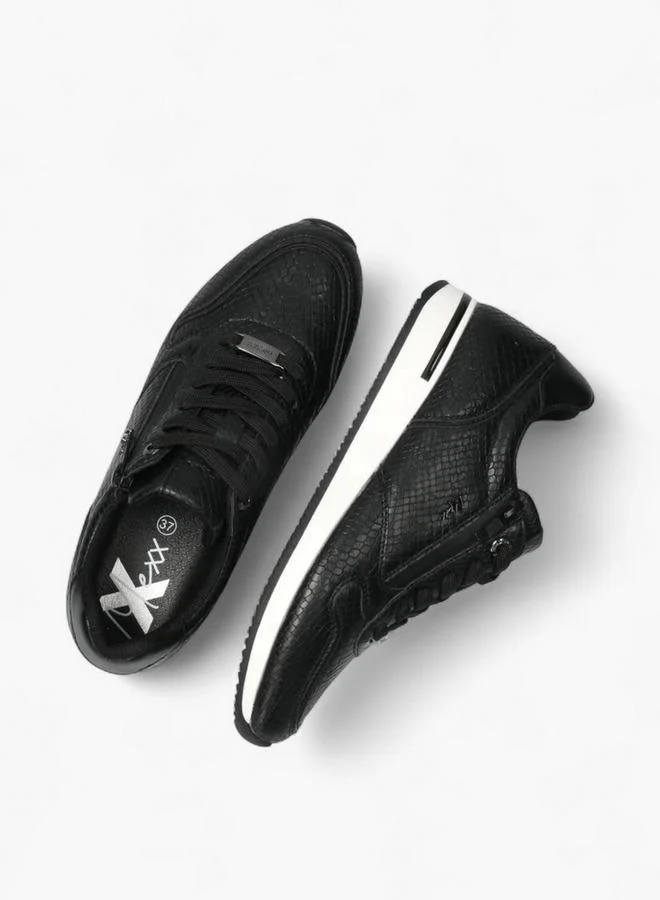 MEXX BLACK Textured Lace-Up Sneakers for Women | Best Price UAE