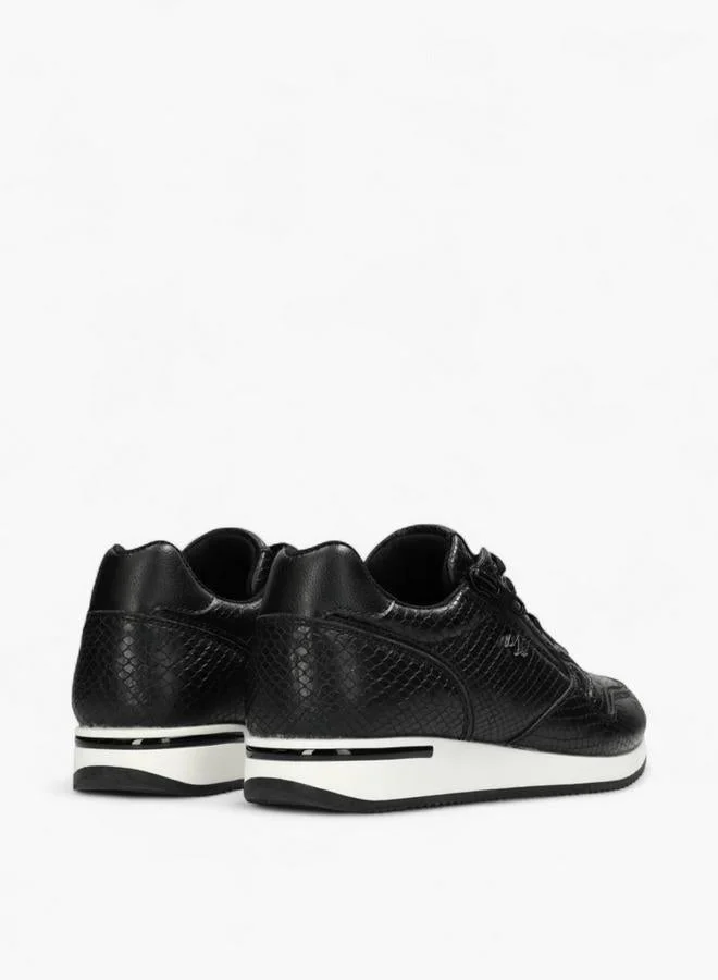 MEXX BLACK Textured Lace-Up Sneakers for Women | Best Price UAE