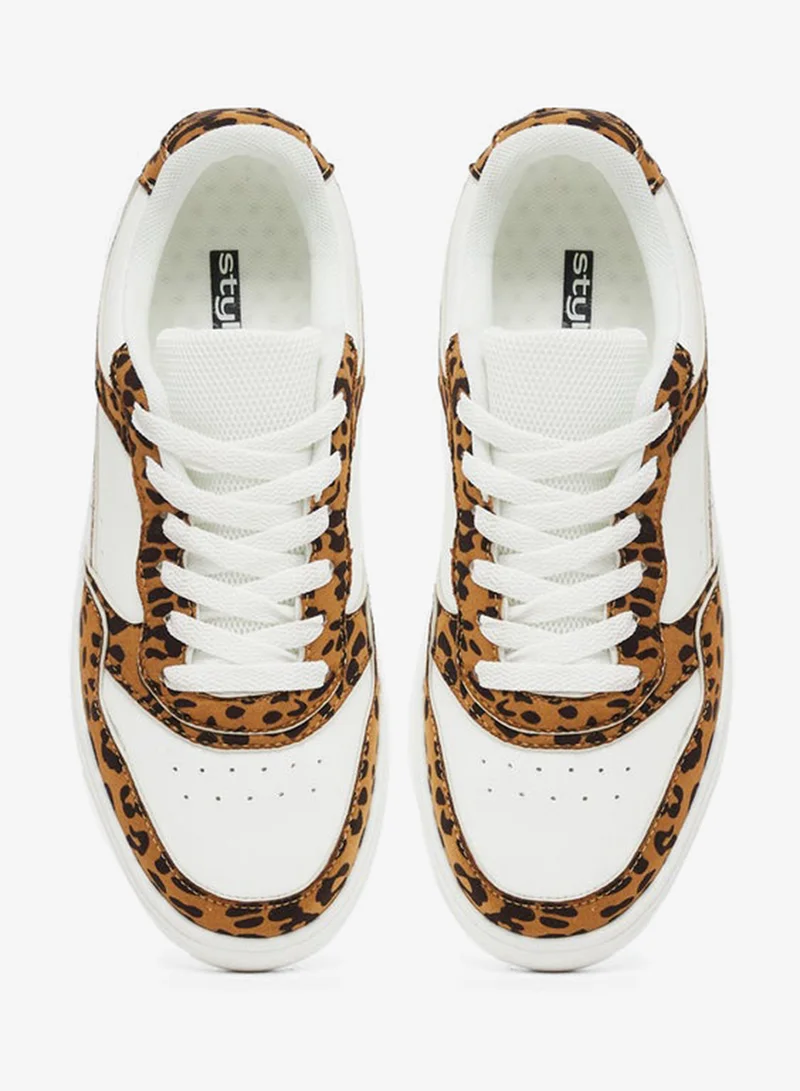 Styli  Leopard Print Lace Up Sneaker for Women | Best Price UAE