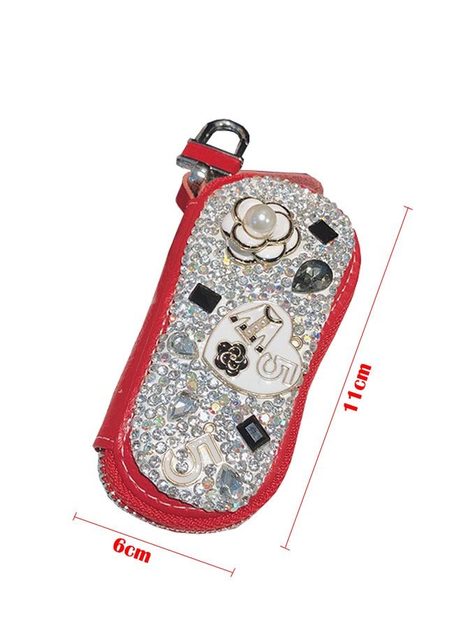 ZCM-HAPPY Car Key Chain Case Premium Leather Coin Holder Zipper  Remote Wallet Bag - Image 2