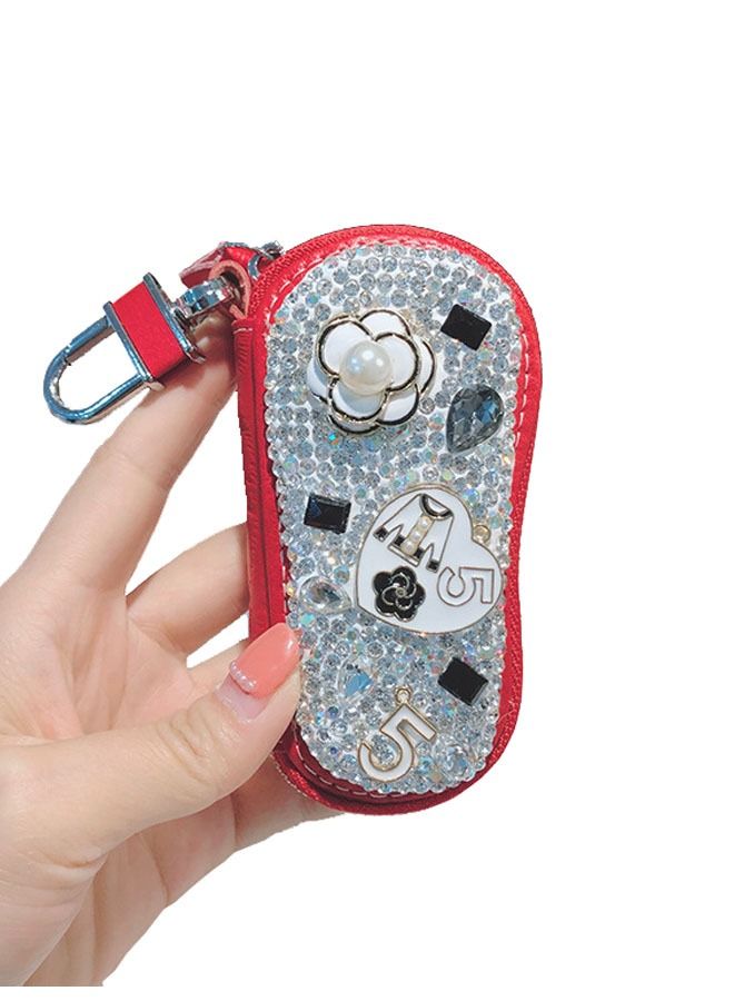 ZCM-HAPPY Car Key Chain Case Premium Leather Coin Holder Zipper  Remote Wallet Bag - Image 1