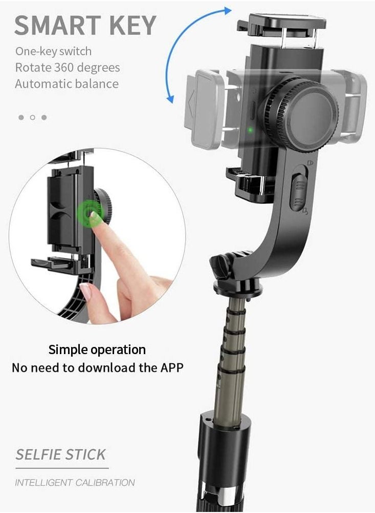 Generic - 3 In 1 Selfie Stick Wireless Foldable Gimbal Stabilizer Tripod with Remote Shutter for Smartphone  Aluminum Alloy - Image 1