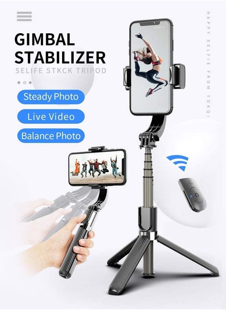 Generic - 3 In 1 Selfie Stick Wireless Foldable Gimbal Stabilizer Tripod with Remote Shutter for Smartphone  Aluminum Alloy - Image 1