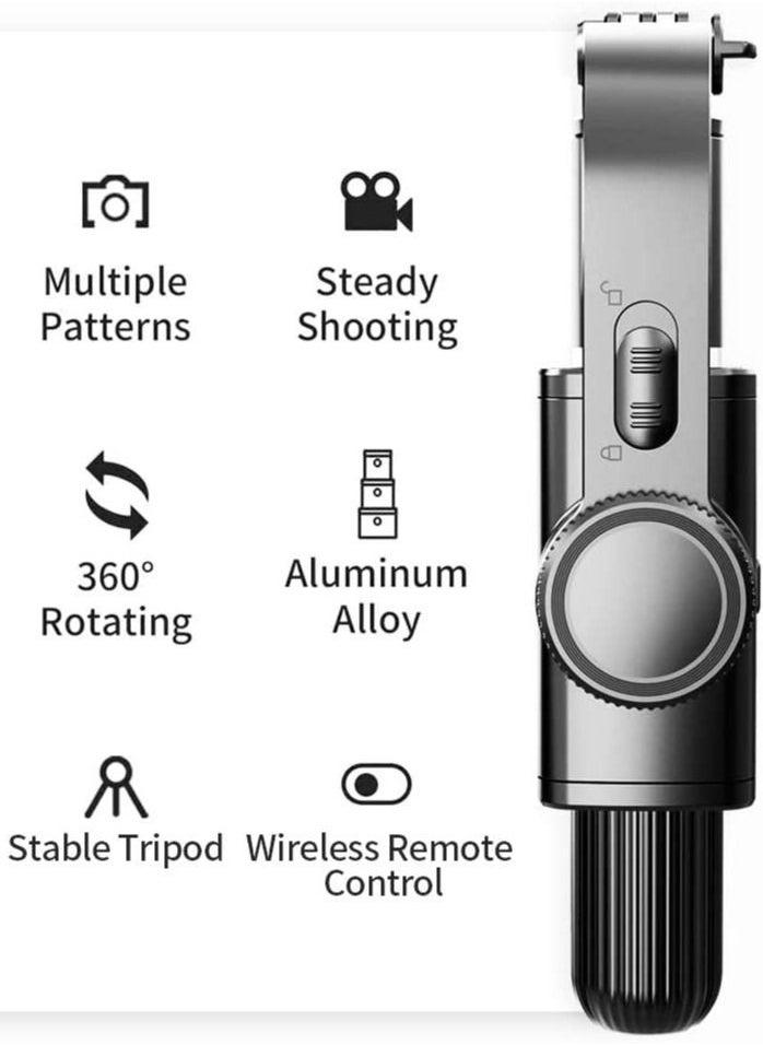 Generic - 3 In 1 Selfie Stick Wireless Foldable Gimbal Stabilizer Tripod with Remote Shutter for Smartphone  Aluminum Alloy - Image 1