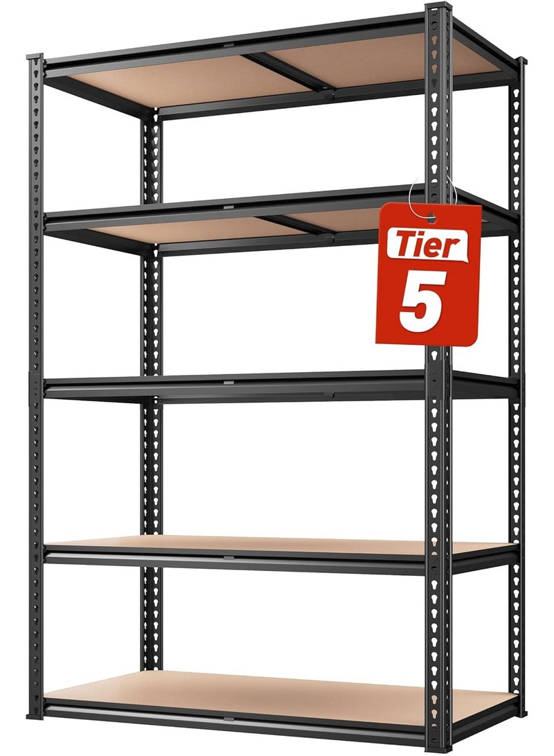 Chulovs Heavy-Duty 5-Tier Adjustable Metal Storage Shelving Unit, Capacity Garage Utility Rack & Organizer (Black, 60*30*180 cm) – Suitable for Kitchen Pantry, Basement, Bathroom & Laundry Room - Image 1