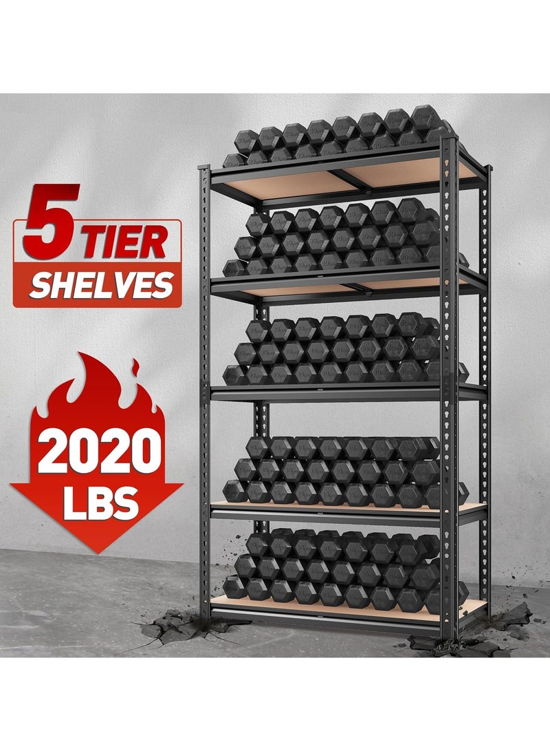 Chulovs Heavy-Duty 5-Tier Adjustable Metal Storage Shelving Unit, Capacity Garage Utility Rack & Organizer (Black, 60*30*180 cm) – Suitable for Kitchen Pantry, Basement, Bathroom & Laundry Room - Image 2