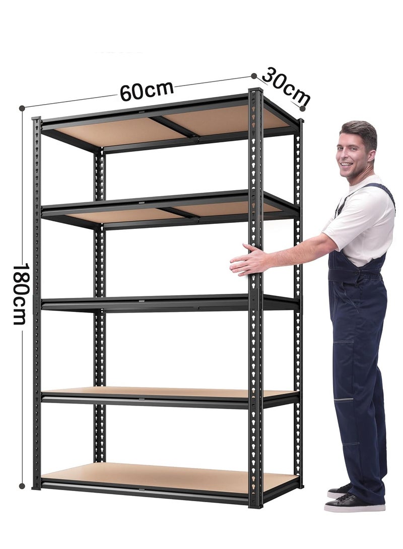 Chulovs Heavy-Duty 5-Tier Adjustable Metal Storage Shelving Unit, Capacity Garage Utility Rack & Organizer (Black, 60*30*180 cm) – Suitable for Kitchen Pantry, Basement, Bathroom & Laundry Room - Image 3