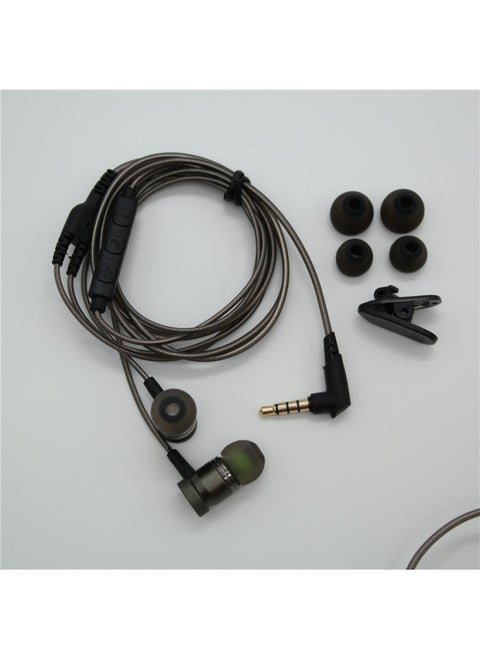 Product Three-button With Microphone Wire Control Subwoofer In-ear Metal Phone Headset For Apple Android-Color:Titanium Gray