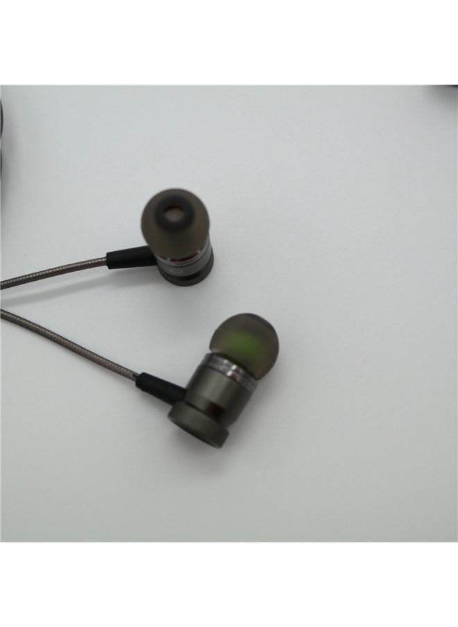 Product Three-button With Microphone Wire Control Subwoofer In-ear Metal Phone Headset For Apple Android-Color:Titanium Gray